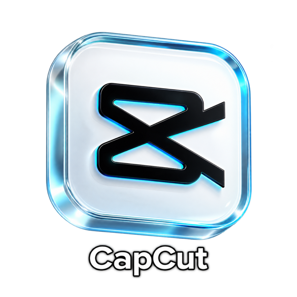 Logo do CapCut, plataforma de edição de vídeos e criação de conteúdo audiovisual.