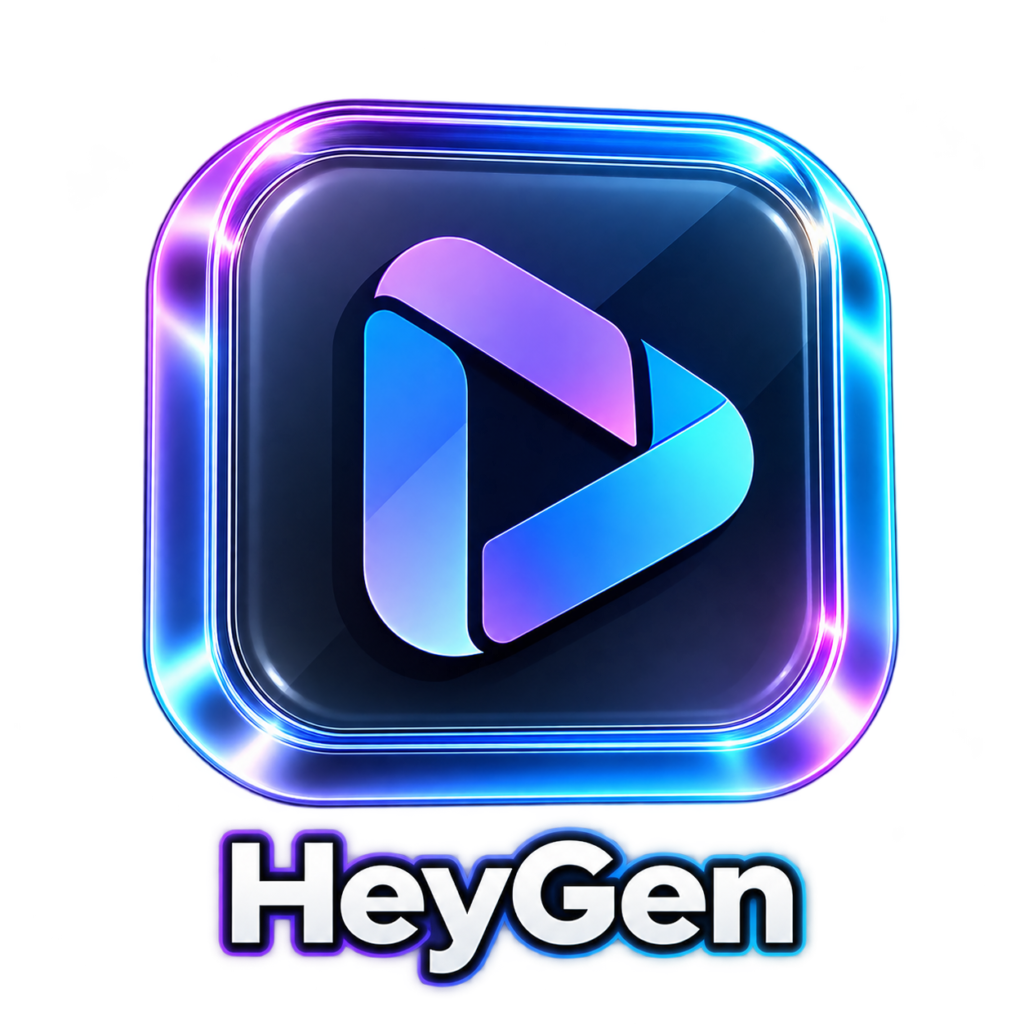 Logo do HeyGen, plataforma de Inteligência Artificial para criação de vídeos com avatares digitais.